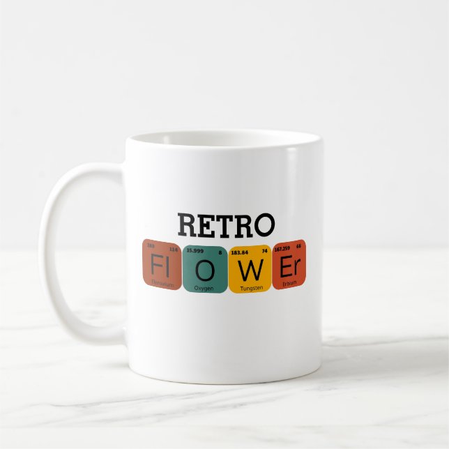Caneca De Café Mesa Periódica da Flor Retroativa (Esquerda)