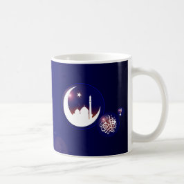 Caneca De Café Mesquita Ramadã na Lua Crescente com Azul Fanático