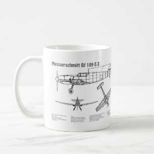 Caneca De Café Messerschmitt Bf 109 - Airplane Blueprint BD