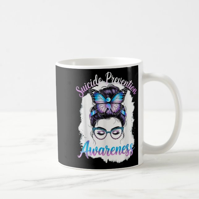 Caneca De Café Messy Bun Girl Suicide Prevention Mental Health Gr (Direita)
