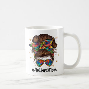 Caneca De Café Messy Bun Orgulhoso Autismo Mãe