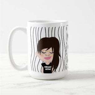 Caneca De Café MESSY MOM   Rosto(s) engraçado(s) tirado(s) do dia