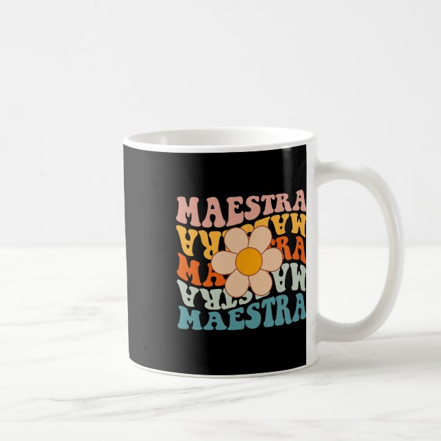 Caneca De Café Mestra Groovy Professora de Espanhol Volta às Aula (Direita)