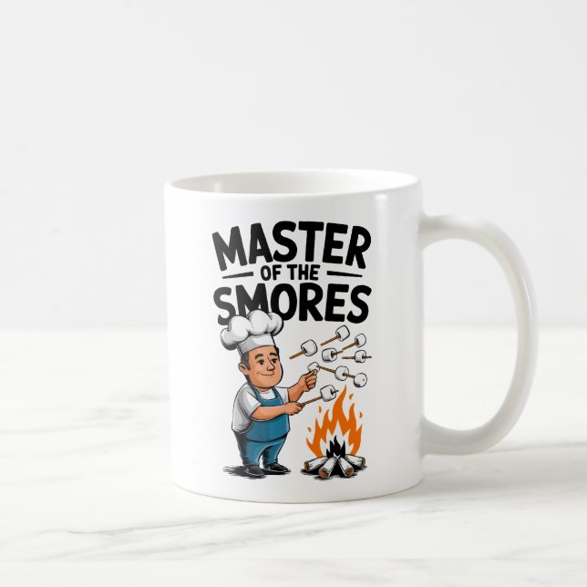 Caneca De Café Mestre do S’mores Funny Campfire Design (Direita)