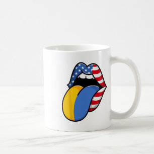 Caneca De Café Metade Americano Metade Ucraniano Bandeira Dos EUA
