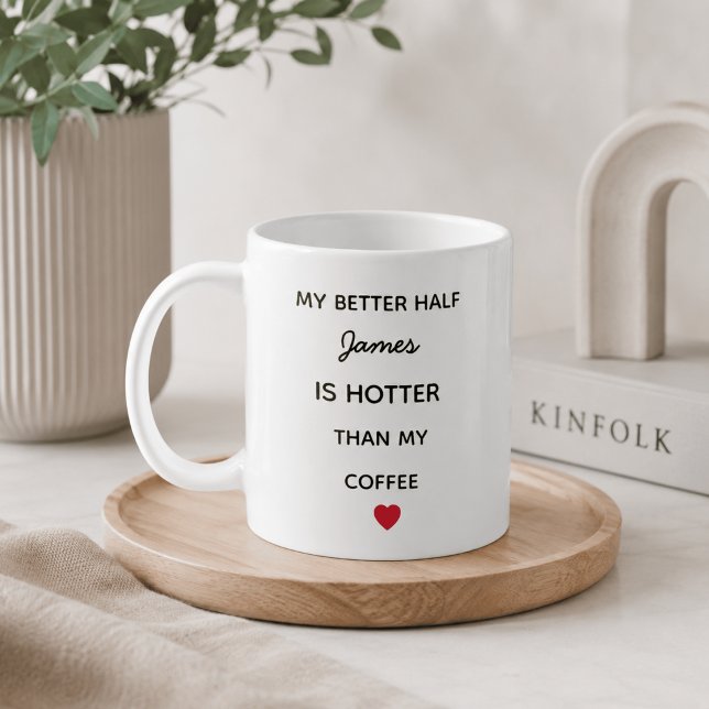 Caneca de Café Metade Melhor Personalizada Moderna (Criador carregado)