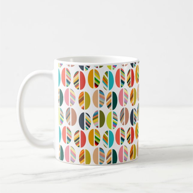 Caneca De Café Metades Ovalas em Faixa (Esquerda)