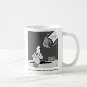 Caneca De Café Meteoro Engraçado Atingindo A Terra. Tema Astronôm