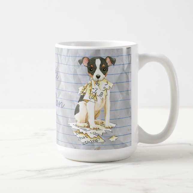 Caneca De Café Meu Brinquedo Fox Terrier Comi meu Plano de Lição (Direita)