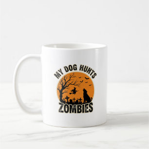 Caneca De Café Meu Cachorro Caça Zumbis Vintage Design de Cachorr