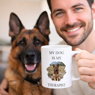Caneca De Café Meu cachorro é meu terapeuta foto preta