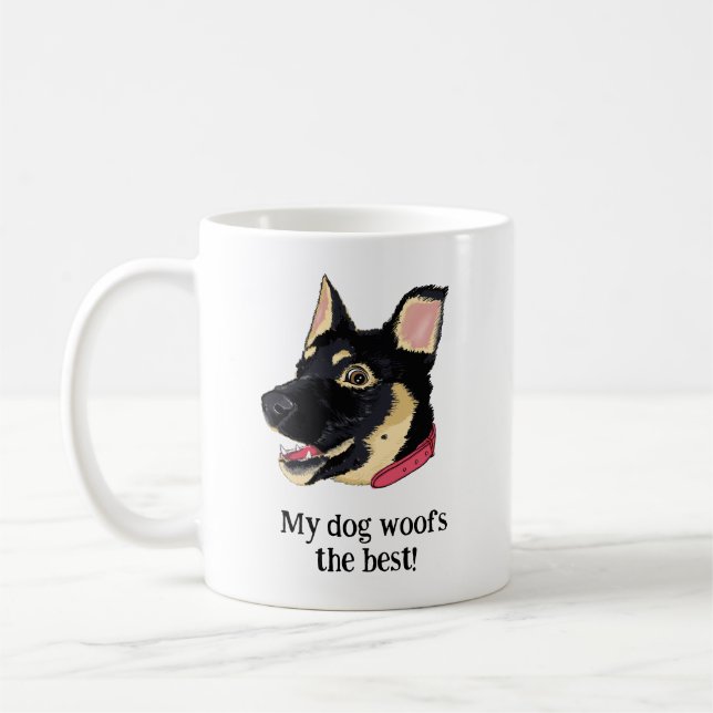 Caneca De Café Meu Cachorro Late Melhor | Pastor Alemão Engraçado (Esquerda)