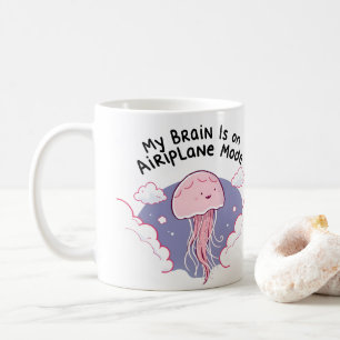 Caneca De Café Meu Cérebro Modo Avião Funny Jellyfish Névoa Menta