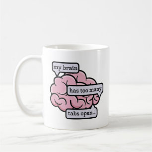 Caneca De Café Meu Cérebro Tem Muitas Abas Abertas Citação Engraç