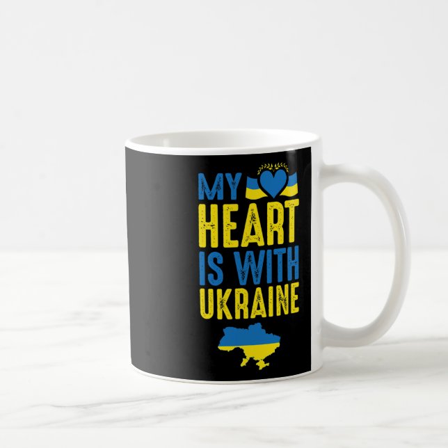 Caneca De Café Meu Coração Está Com a Ucrânia (Direita)