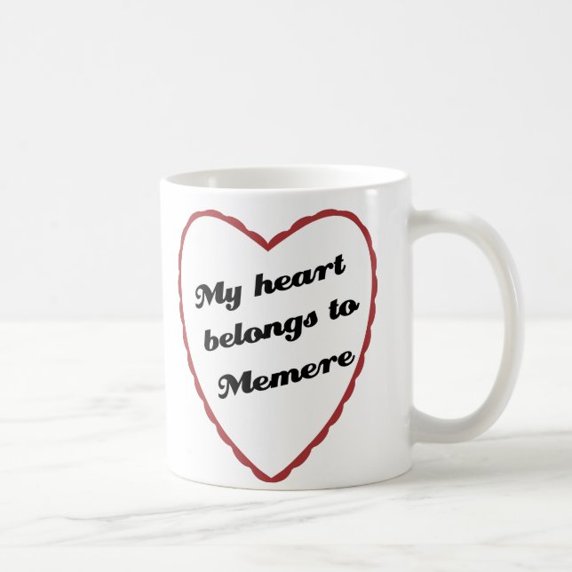 Caneca De Café Meu coração pertence a Memere (Direita)