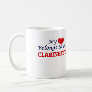 Caneca De Café Meu coração pertence a um Clarinettist