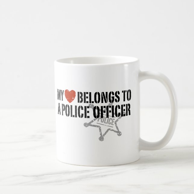 Caneca De Café Meu Coração Pertence a um Policial (Direita)