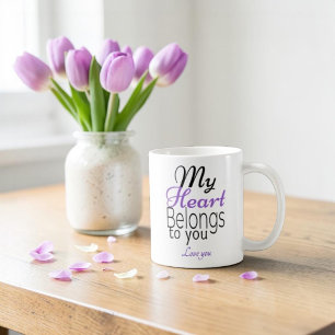 Caneca De Café Meu Coração Pertence a Você Romântico Personalizad