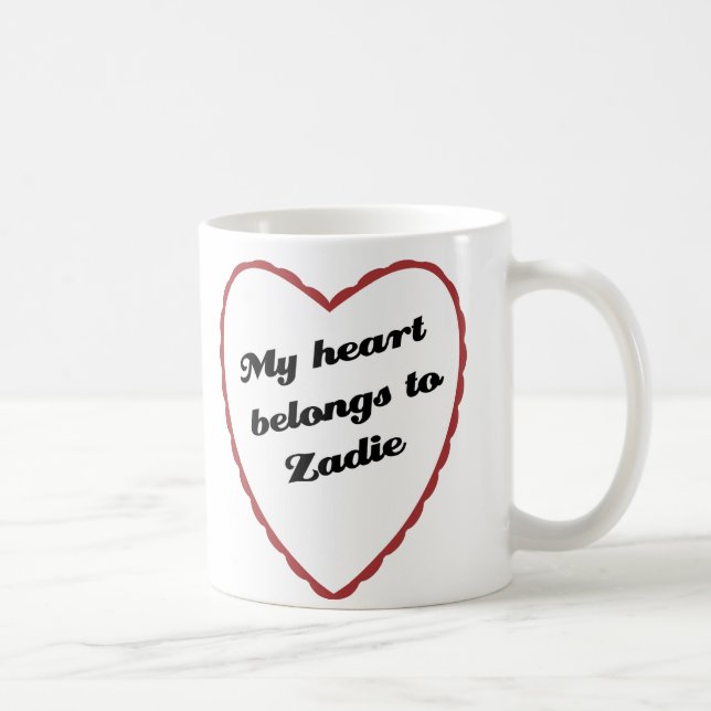 Caneca De Café Meu coração pertence a Zadie (Direita)