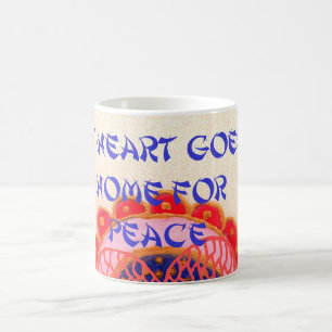 Caneca De Café "Meu Coração Vai para Casa em Paz" Impressão de Ar