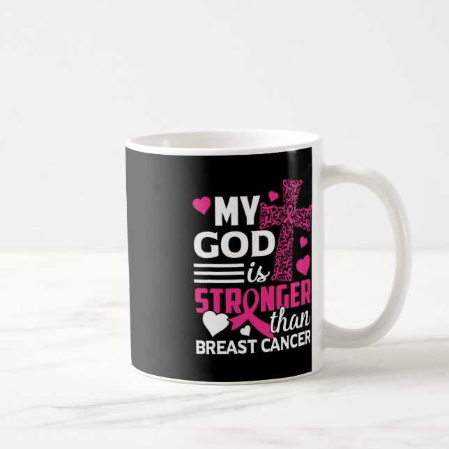 Caneca De Café Meu Deus É Mais Forte Que A Consciência Do Cancer  (Direita)