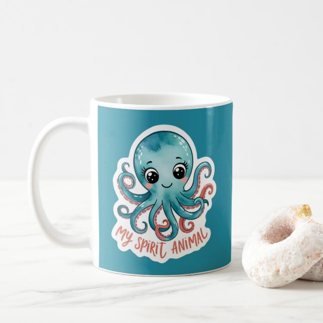 Caneca De Café Meu Espírito Animal Octopus Mug (Com Donut)