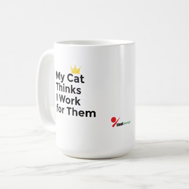 Caneca De Café Meu Gato Acha Que Eu Trabalho para Eles – De Cat L (Frente Esquerda)
