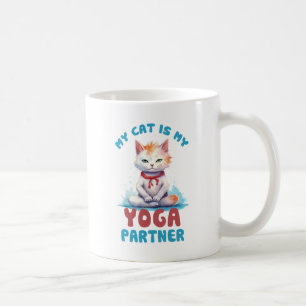 Caneca De Café Meu Gato É Meu Parceiro Yoga - Adorável Gato Medit
