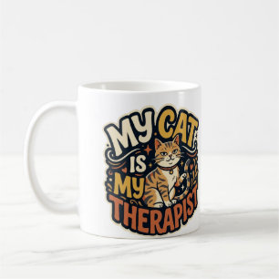 Caneca De Café Meu Gato É Meu Terapeuta Camiseta Retro Divertida 