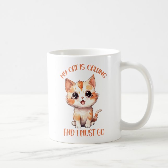 Caneca De Café Meu Gato Está Chamando Gato Laranja (Direita)