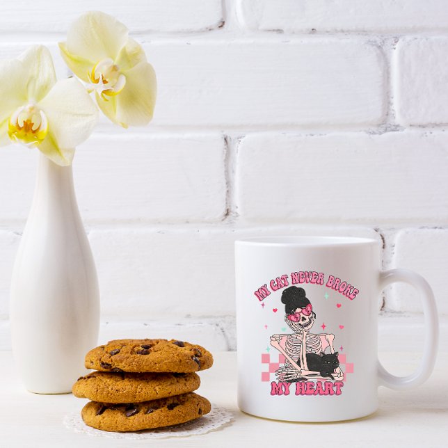 Caneca De Café meu gato nunca quebrou meu coração Café Mug (Criador carregado)