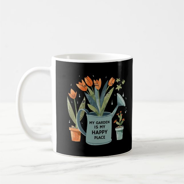 Caneca De Café Meu Jardim É Meu Lugar Feliz | Engraçado Gardening (Esquerda)