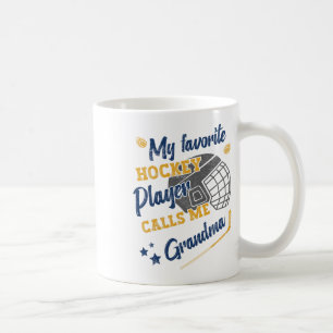 Caneca De Café Meu jogador de hóquei favorito me chama de vovó, H