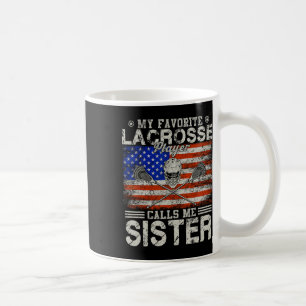 Caneca De Café Meu jogador de lacrosse favorito me chama de irmã 