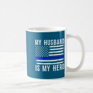 Caneca De Café Meu marido meu herói linha azul fina policial m