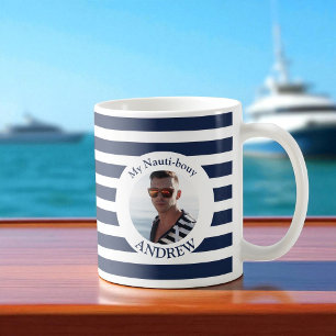 Caneca De Café Meu Marinho Nauti-bouy Blue Striped