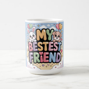 Caneca De Café Meu Melhor Amigo Gráfico: Coelhinho e Cachorrinho 