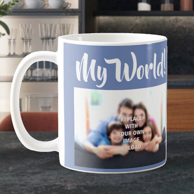 Caneca De Café "Meu Mundo" - Foto de sua família em um (Criador carregado)