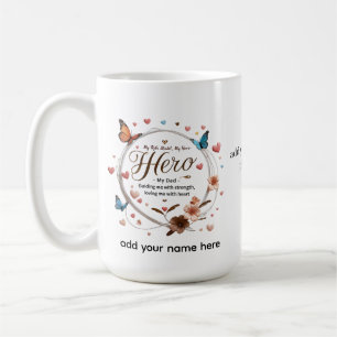 Caneca De Café Meu Pai, Meu Herói - 15 oz Floral Personalizado Mu