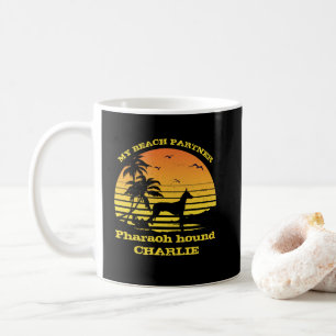 Caneca De Café Meu Parceiro de Praia Palmeira do Pôr do Sol cão f