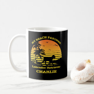 Caneca De Café Meu parceiro de praia Sunset Palm Labrador Retriev