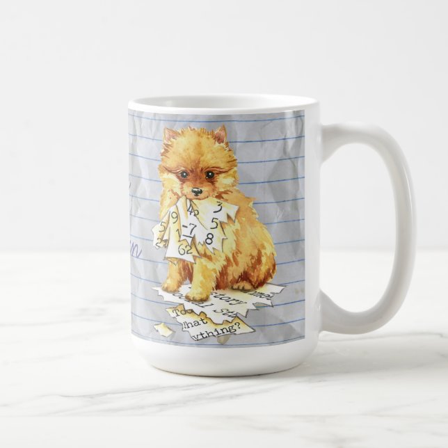 Caneca De Café Meu Pomeraniano Comeu meu Plano de Lição (Direita)