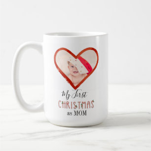 Caneca De Café Meu Primeiro Natal Como Mãe Adora Foto De Bebê D