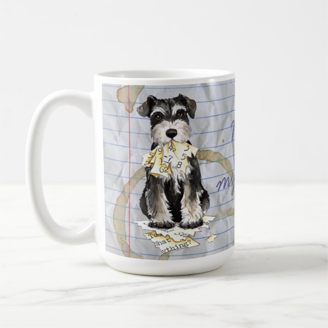 Caneca De Café Meu Schnauzer diminuto comeu meu plano de aula (Esquerda)