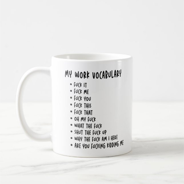 Caneca De Café Meu Vocabulário de Trabalho - Presente de Aniversá (Esquerda)