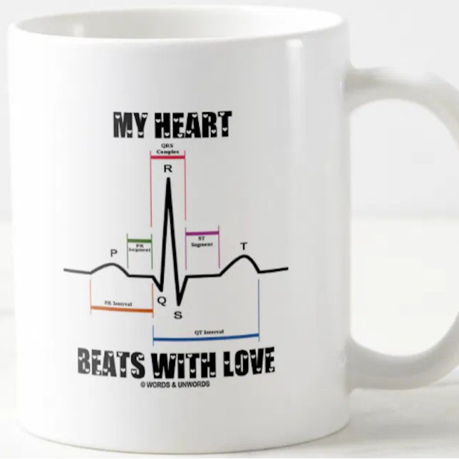 Caneca De Café Meus batimentos cardíacos com amor (Loving cardiology attitude is found on this mug featuring a normal sinus rhythm on electrocardiogram)