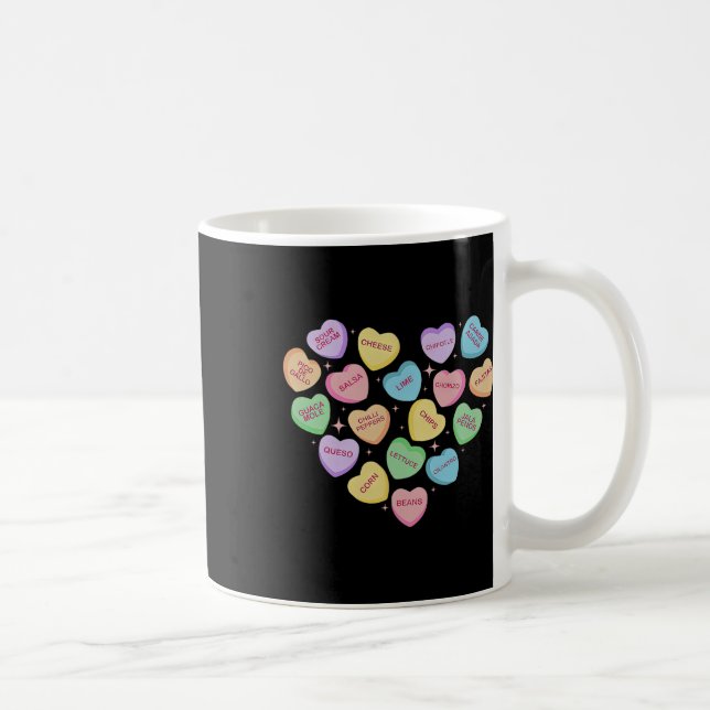 Caneca De Café Mexican Food Heart Conversation Nachos Tacos Valen (Direita)