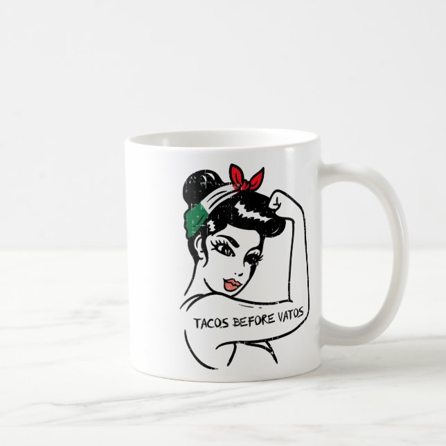 Caneca De Café Mexicano Rosie Strong Woman Tacos Antes de Vatos C (Direita)