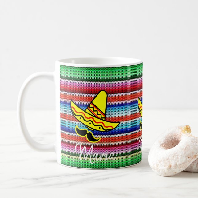 Caneca De Café Mexicano Sombrero Stripe Mug (Com Donut)